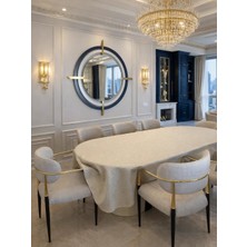 Zeren Home Signature Simli Gold Oval Masa Örtüsü | El Işçiliği Işıltılı Lüks Tasarım |özel Ölçü|8 Peçete