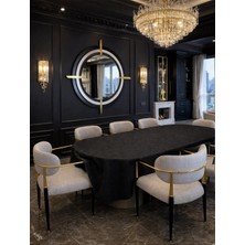 Zeren Home Signature Simli Siyah Oval Masa Örtüsü | El Işçiliği Işıltılı Lüks Tasarım |özel Ölçü|8 Peçete