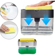 Dumles® Ikisi Bir Arada  Basmalı Pratik Sıvı Sabunluk Pompası ve Bulaşık Yıkama Süngeri Haznesi