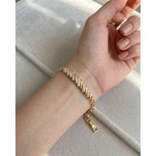 Kadın Gold Renk Sıralı Silindir Zirkon Taşlı Modern Xuping Bileklik