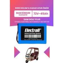Electroll Sam Golf Plus Batarya (Maksimum Kapasite) Lifepo4 72V 45AH Elektrikli Motosiklet Bataryası