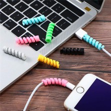 Dumles® 4lü Apple, Android Şaj Kablosu Koruyucu Silikon Spiral Yay Aparat