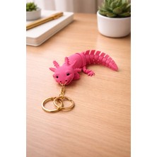 Vuhhuu Hareketli Aksolotl Anahtarlık 16 cm – 3D Baskı Esnek Eklemli Sevimli (Kawaii) Figür