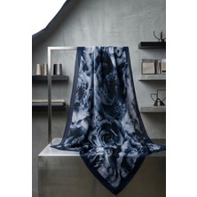 Han Çanta Lacivert Desenli Şifon Şal – Modern Gül Desen, Kaymaz, Hafif, Günlük & Özel Gün