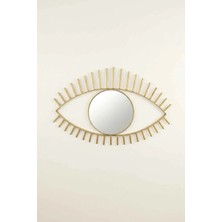 Desen Dekorasyon İris Göz Ayna Altın - Metal Çerçeveli 18 cm Küçük Duvar Aynası