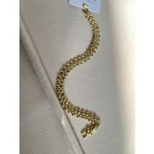 Kadın Gold Renk Simetrik Zirkon Taşlı Trend Xuping Bileklik