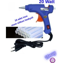 Anahtar Korumalı 20W Sıcak Silikon Tabancası + 10 Adet 7mm Ince Mum Silikon 15 cm Hediyeli