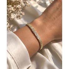 Kadın Gold Renk Sıralı  Zirkon Taşlı Dalgalı Modern Xuping Bileklik