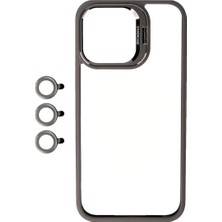 Ummeslem Apple iPhone 15 Pro Max Kılıf Kamera Lens Korumalı Standlı Cep Telefonu Için Uyumlu Klon Lensli Kapak