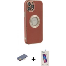 İlk El Grup Ieg™ iPhone 12 Pro Max Kılıf Iz Form Serisi - Siyah Joko 5d Cam + Sarı Renkli Kamera Lens Koruma Cam