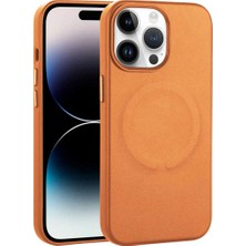 Ummeslem Apple iPhone 14 Pro Kılıf Pu Deri M-Safe Wireless Şarj Cep Telefonu Için Uyumlu Kapak Derix Kapak
