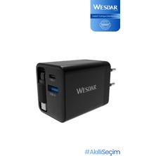 Wesdar AC180-AC Hızlı Şarj Adaptörü 20W (Type-C + Usb-A)