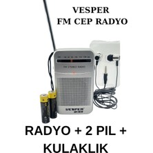 Vesper Fm Taşınabilir Pilli Cep Radyosu 2 Pil + Kulaklik Hediyeli