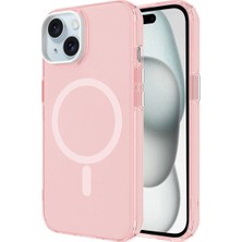 Ummeslem Apple iPhone 15 Plus Kılıf Cep Telefonu Için Uyumlu Kapak M-Safe Şarj Buzlu Transparan C-Pro Sert Kapak
