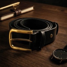 Deri Sepeti El Yapımı Hakiki Deri Kemer Metal Tokalı