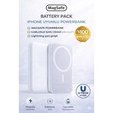 Magsafe Battery Pack Iphone Modelleriyle Uyumlu Powerbank Magsafe Kablosuz Şarj Cihazı 5000 Mah Lightning Şarj Girişli utechno