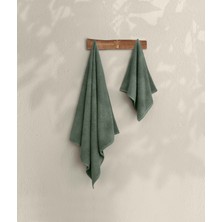 Koza Home Likya Jakarlı Düz Çizgili Yeşil 2'li Havlu Seti 1037A