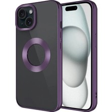 Ummeslem Apple iPhone 15 Kılıf Tek Kamera Çerçeveli Logo Gösteren Cep Telefonu Için Uyumlu Kapak Omega Kapak