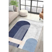 Lioara Home Mavi Renk Dijital Baskılı Halı – Modern, Kaymaz Taban, Salon & Oturma Odası Için Halı