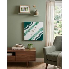 Duvar Saati - 40 cm - Modern Dekoratif Duvar Saati - Epoksi Duvar Saati - El Yapımı Duvar Saati -Kare Duvar Saati