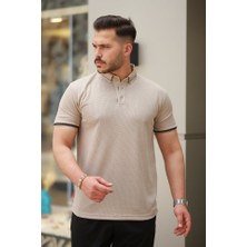 Infivento Erkek Düğmeli Yaka Waffle Kumaş Kısa Kollu Tişört