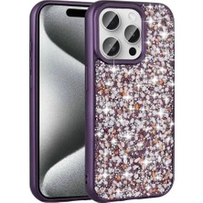 Ummeslem Apple iPhone 15 Pro Max Kılıf Parlak Taşlı Tasarım Cep Telefonu Için Uyumlu Kapak Linea Kapak