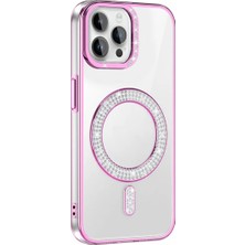 Ummeslem Apple iPhone 12 Pro Için Uyumlu Kılıf Pırlanta Taş Tasarım Magsafe Destekli Karetta Silikon Kapak