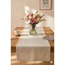 Miabella Home Masa Örtüsü Runner 35X145 cm Salon Runner Keten Görünümlü Yemek Masası Runner