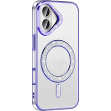Ummeslem Apple iPhone 16 Plus Için Uyumlu Kılıf Kapak Pırlanta Taş M-Safe Şarj Özellikli Karetta Silikon