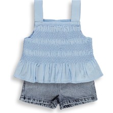 Civil Baby Denim Şortlu Askılı 6-18 Ay Takım - Mavi