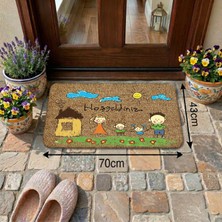 Çocuk Çizimi Desenli Kapı Önü ve Iç Mekan Paspası