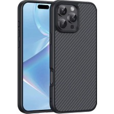 Ummeslem Apple iPhone 16 Pro Max Için Uyumlu Kılıf Magsafe Şarj Özellikli Karbon Fiber Tasarımlı Elnino Kapak
