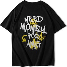 Brz Collection Unisex Oversize Amg Need Money For Amg T-Shirt Siyah