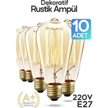Suled Dekoratif 10'lu Retro Rustik Ampül E27 Standart Duy 220v Ev Cafe Aplik Abajur Tavan Ampülü