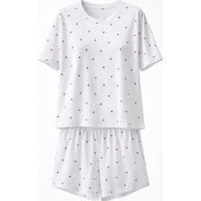 Mjamass Kırmızı Kalp Desenli Şort Pijama Takımı