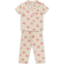 Civil Girls Fiyonk Desenli 10-13 Yaş Pijama Takımı - Fil Dişi
