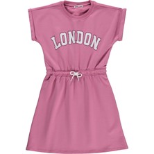 Civil Girls London Baskılı 10-13 Yaş Elbise - Pudra