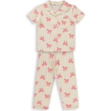 Civil Girls Fiyonk Desenli 2-5 Yaş Pijama Takımı - Fil Dişi