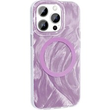 Ummeslem Apple iPhone 14 Pro Max Kılıf M-Safe Şarj Fırça Boya Desenli Cep Telefonu Için Uyumlu Kapak Palet Kapak