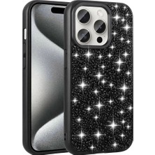 Ahlttiba Apple iPhone 15 Pro Kılıf Parlak Taşlı Tasarım Cep Telefonu Için Uyumlu Kapak Linea Kapak