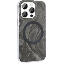 Ahlttiba Apple iPhone 15 Pro Max Kılıf M-Safe Şarj Fırça Boya Desenli Cep Telefonu Için Uyumlu Kapak Palet Kapak