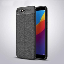 Ummeslem Huawei Y6 2018 Için Uyumlu Ultra Koruma Deri Görünümlü Silikon Yüzey Kılıf Niss Kapak