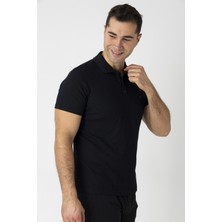 Crozwise Pamuk Pike Waffle Polo Yaka Tişört Siyah 7152-10