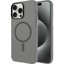 Ahlttiba Apple iPhone 15 Pro Max Kılıf Cep Telefonu Için Uyumlu Kapak M-Safe Şarj Buzlu Transparan C-Pro Sert Kapak