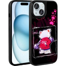 Ahlttiba Apple iPhone 15 Kılıf Parlayan Kabartmalı Ikonik Figürlü Cep Telefonu Için Uyumlu Kapak Amas Silikon Kapak