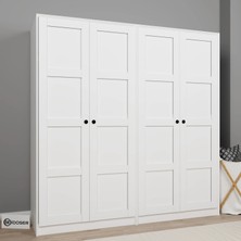 Midoser Lucas 4 Kapaklı Çift Askılı Elbise Dolabı-Gardırop Seti Beyaz 190  cm