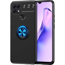 Ummeslem Oppo A15S Uyumlu Cep Telefonu Için Dönebilen Yüzüklü Standlı Silikon Ravel Kapak