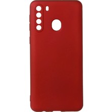 Ummeslem Samsung Galaxy A21 Için Uyumlu Kılıf Yumuaşk Renkli Esnek Premium Rubber Silikon - Bordo