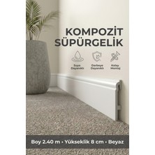 AGK Espumo Kompozit Süpürgelik 8 cm Beyaz Kavisli | Suya, Neme, Darbeye Dayanıklı Süpürgelik 2,40 m ESP301
