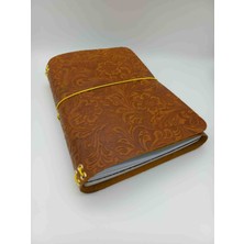 Galande Çiçek Baskılı A6 Deri Defter Kılıfı / Journal